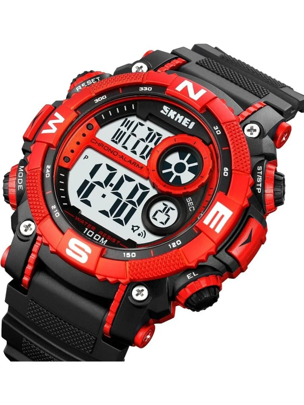 Mens Black Red Analog Quartz Electronic Military Multifunction LED Digital Watch